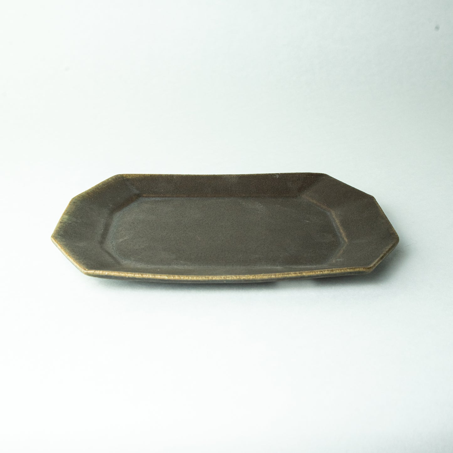Shigaraki ware, Furuya Pottery, Rust glaze, small octagonal plate