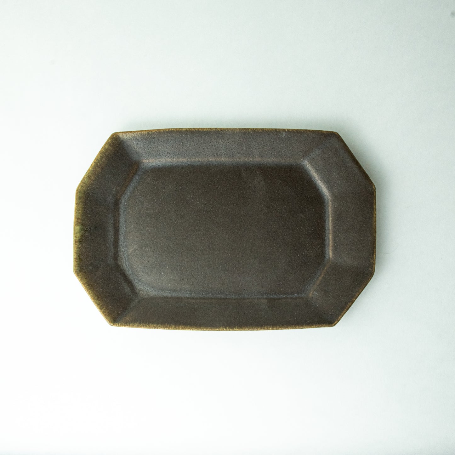 Shigaraki ware, Furuya Pottery, Rust glaze, small octagonal plate