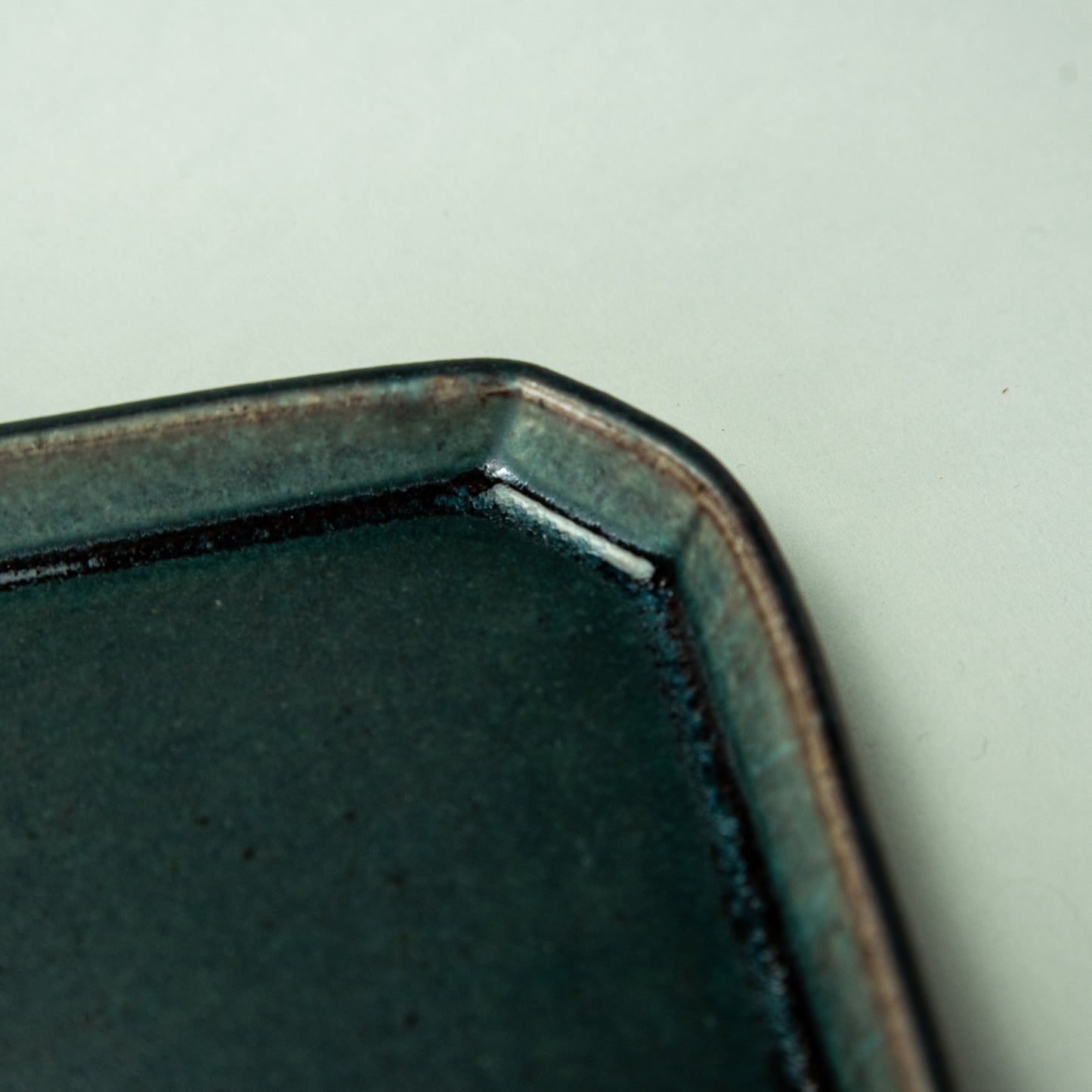 Shigaraki ware, Maruju Seito, Octagonal rectangular plate, Ultramarine