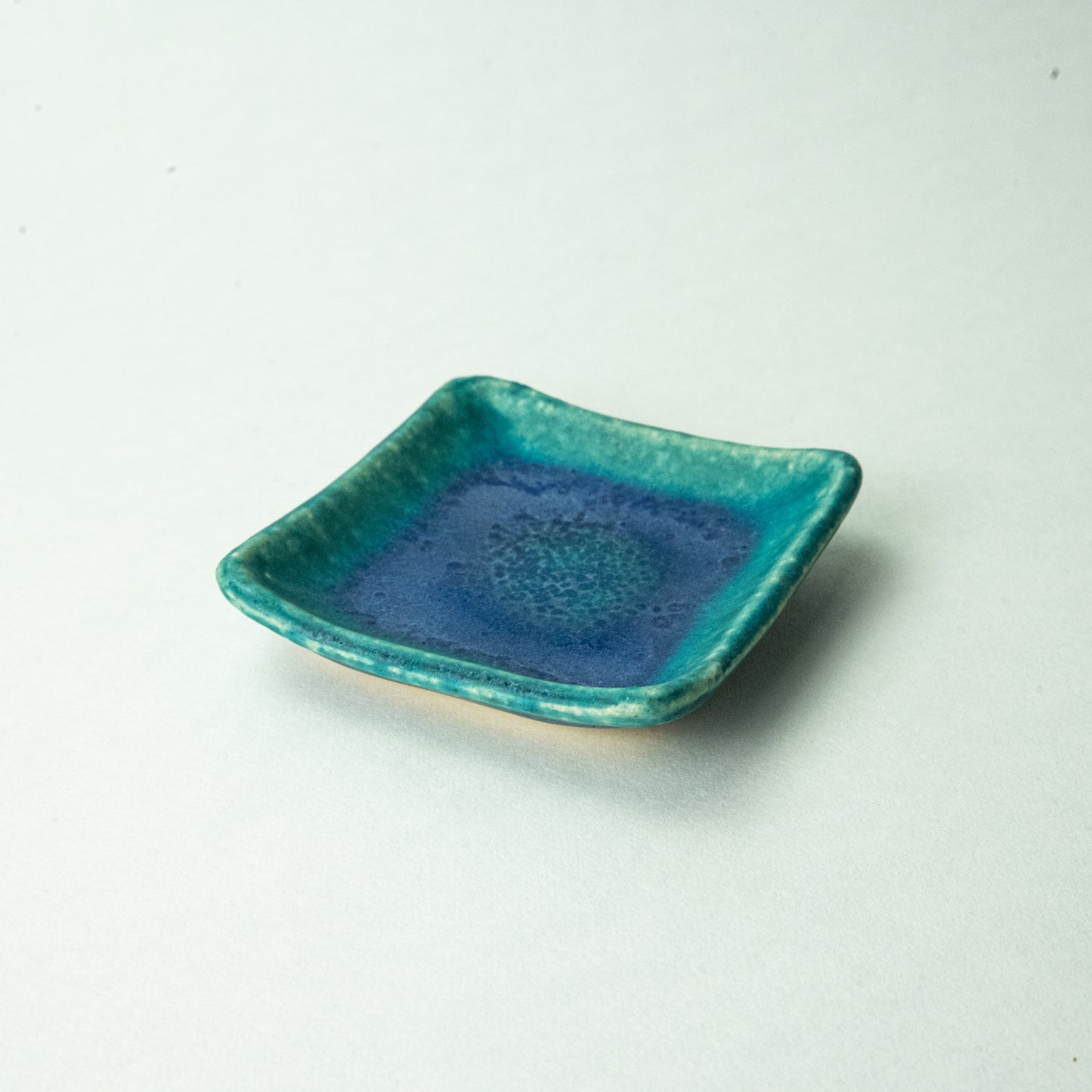 Shigaraki ware Maruju Seito square plate (S) turquoise